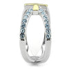 WildKlass Stainless Steel Ring Two-Tone IP Gold Women Top Grade Crystal Sea Blue-WildKlass Jewelry