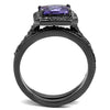 WildKlass Stainless Steel Ring IP Light Black (IP Gun) Women AAA Grade CZ Tanzanite-WildKlass Jewelry