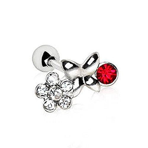 316L Stainless Steel Jeweled Flower Field WildKlass Cartilage Earring-WildKlass Jewelry