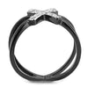 WildKlass Stainless Steel Ring Two-Tone IP Black Women AAA Grade CZ Clear-WildKlass Jewelry