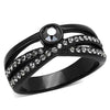 WildKlass Stainless Steel Ring IP Black Women Top Grade Crystal Hematite-WildKlass Jewelry
