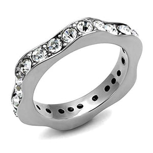WildKlass Stainless Steel Ring High Polished Women Top Grade Crystal Clear-WildKlass Jewelry