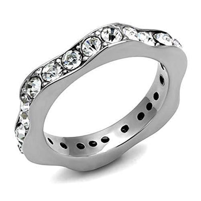 WildKlass Stainless Steel Ring High Polished Women Top Grade Crystal Clear-WildKlass Jewelry