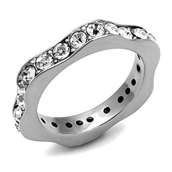 WildKlass Stainless Steel Ring High Polished Women Top Grade Crystal Clear-WildKlass Jewelry