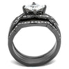 WildKlass Stainless Steel Ring IP Light Black (IP Gun) Women AAA Grade CZ Clear-WildKlass Jewelry