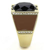 WildKlass Stainless Steel Ring IP GoldMen Synthetic Jet-WildKlass Jewelry