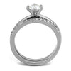 WildKlass Stainless Steel Ring High Polished (no Plating) Women AAA Grade CZ Clear-WildKlass Jewelry