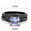 WildKlass Stainless Steel Ring IP Light Black (IP Gun) Women AAA Grade CZ Light Amethyst-WildKlass Jewelry