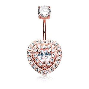 Rose Gold Heart Essentia WildKlass Belly Button Ring-WildKlass Jewelry