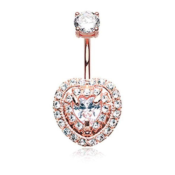 Rose Gold Heart Essentia WildKlass Belly Button Ring-WildKlass Jewelry