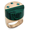 WildKlass Stainless Steel Ring IP Rose Gold Women Synthetic Emerald-WildKlass Jewelry