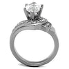 WildKlass Stainless Steel Pave Ring High Polished (no Plating) Women AAA Grade CZ Clear-WildKlass Jewelry