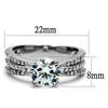 WildKlass Stainless Steel Ring High Polished Women AAA Grade CZ Clear-WildKlass Jewelry