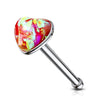 Opal Glitter set 3mm Heart Top 316L Surgical Steel WildKlass Nose Stud Rings-WildKlass Jewelry