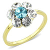WildKlass Stainless Steel Ring IP Gold Women Synthetic Sea Blue-WildKlass Jewelry