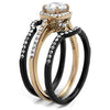 WildKlass Stainless Steel Ring IP Rose Gold+ IP Black Women AAA Grade CZ Clear-WildKlass Jewelry
