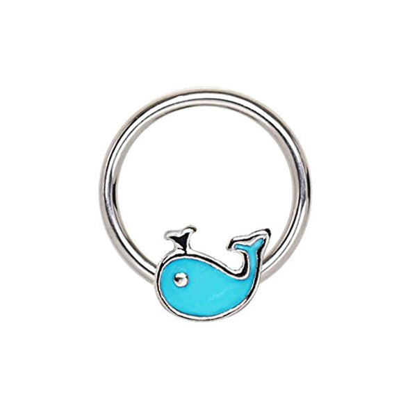 316L Stainless Blue Whale Snap-in WildKlass Captive Bead Ring/Septum Ring-WildKlass Jewelry