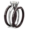 WildKlass Stainless Steel Ring Two Tone IP Dark Brown (IP Coffee) Women AAA Grade CZ Clear-WildKlass Jewelry