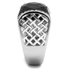 WildKlass Stainless Steel Ring High Polished Men Synthetic Jet-WildKlass Jewelry