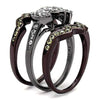WildKlass Stainless Steel Ring IP Light Black (IP Gun) & IP Dark Brown (IP Coffee) Women AAA Grade CZ Clear-WildKlass Jewelry