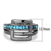 WildKlass Stainless Steel Ring IP Light Black (IP Gun) Women Top Grade Crystal Sea Blue-WildKlass Jewelry