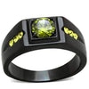 WildKlass Stainless Steel Ring IP Black Men AAA Grade CZ Olivine Color-WildKlass Jewelry