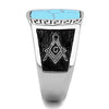 WildKlass Stainless Steel Ring High Polished Men Synthetic Sea Blue-WildKlass Jewelry