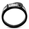 WildKlass Stainless Steel Ring Two-Tone IP Black Women Top Grade Crystal Clear-WildKlass Jewelry