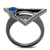 WildKlass Stainless Steel Ring IP Light Black (IP Gun) Women Top Grade Crystal Capri Blue-WildKlass Jewelry