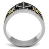 WildKlass Stainless Steel Ring Two-Tone IP Gold Men Synthetic Jet-WildKlass Jewelry