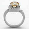WildKlass Stainless Steel Halo Ring High Polished (no Plating) Women AAA Grade CZ Champagne-WildKlass Jewelry