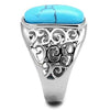 WildKlass Stainless Steel Ring High Polished Men Synthetic Sea Blue-WildKlass Jewelry