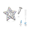 WildKlass Crystal Paved Star Dermal Anchor Jacket with 316L Surgical Steel Screw on Post-WildKlass Jewelry