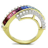 WildKlass Stainless Steel Ring Two-Tone IP Gold Women Top Grade Crystal Multi Color-WildKlass Jewelry