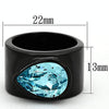WildKlass Stainless Steel Solitaire Ring IP Black Women Top Grade Crystal Light Sapphire-WildKlass Jewelry