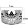 WildKlass Stainless Steel Ring High Polished (no Plating) Women with side flower design-WildKlass Jewelry