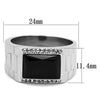 WildKlass Stainless Steel Ring High Polished (no Plating) Men Synthetic Jet-WildKlass Jewelry