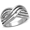 WildKlass Stainless Steel Ring High Polished (no Plating) Women Top Grade Crystal Clear-WildKlass Jewelry