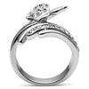 WildKlass Stainless Steel Ring High Polished Women AAA Grade CZ Clear-WildKlass Jewelry