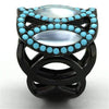 WildKlass Stainless Steel Halloween Ring IP Black Women Precious Stone White-WildKlass Jewelry