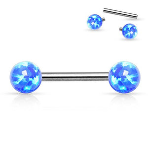 Internal Threaded Opal Balls 316L Surgical Steel WildKlass Nipple Barbell-WildKlass Jewelry