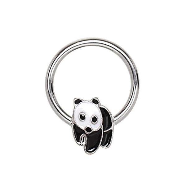 316L Stainless Panda Snap-in WildKlass Captive Bead Ring/Septum Ring-WildKlass Jewelry