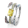 WildKlass Stainless Steel Ring High Polished Women AAA Grade CZ Topaz-WildKlass Jewelry