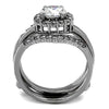 WildKlass Stainless Steel Ring High Polished Women AAA Grade CZ Clear-WildKlass Jewelry