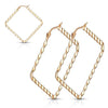 WildKlass Pair of Wave Pattern Square Diamond Shaped 316L Stainless Steel Hoop Earrings-WildKlass Jewelry