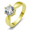 WildKlass Stainless Steel Solitaire Ring IP Gold Women AAA Grade CZ Clear-WildKlass Jewelry