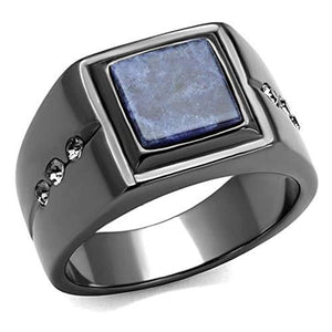 WildKlass Stainless Steel Ring IP Light Black (IP Gun) Men Blue Sand Montana-WildKlass Jewelry