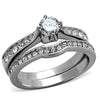 WildKlass Stainless Steel Ring High Polished (no Plating) Women AAA Grade CZ Clear-WildKlass Jewelry