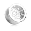 Spider Web Steel Double Flared Ear Gauge Hollow WildKlass Plug-WildKlass Jewelry