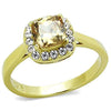 WildKlass Stainless Steel Ring IP Gold Women AAA Grade CZ Champagne-WildKlass Jewelry